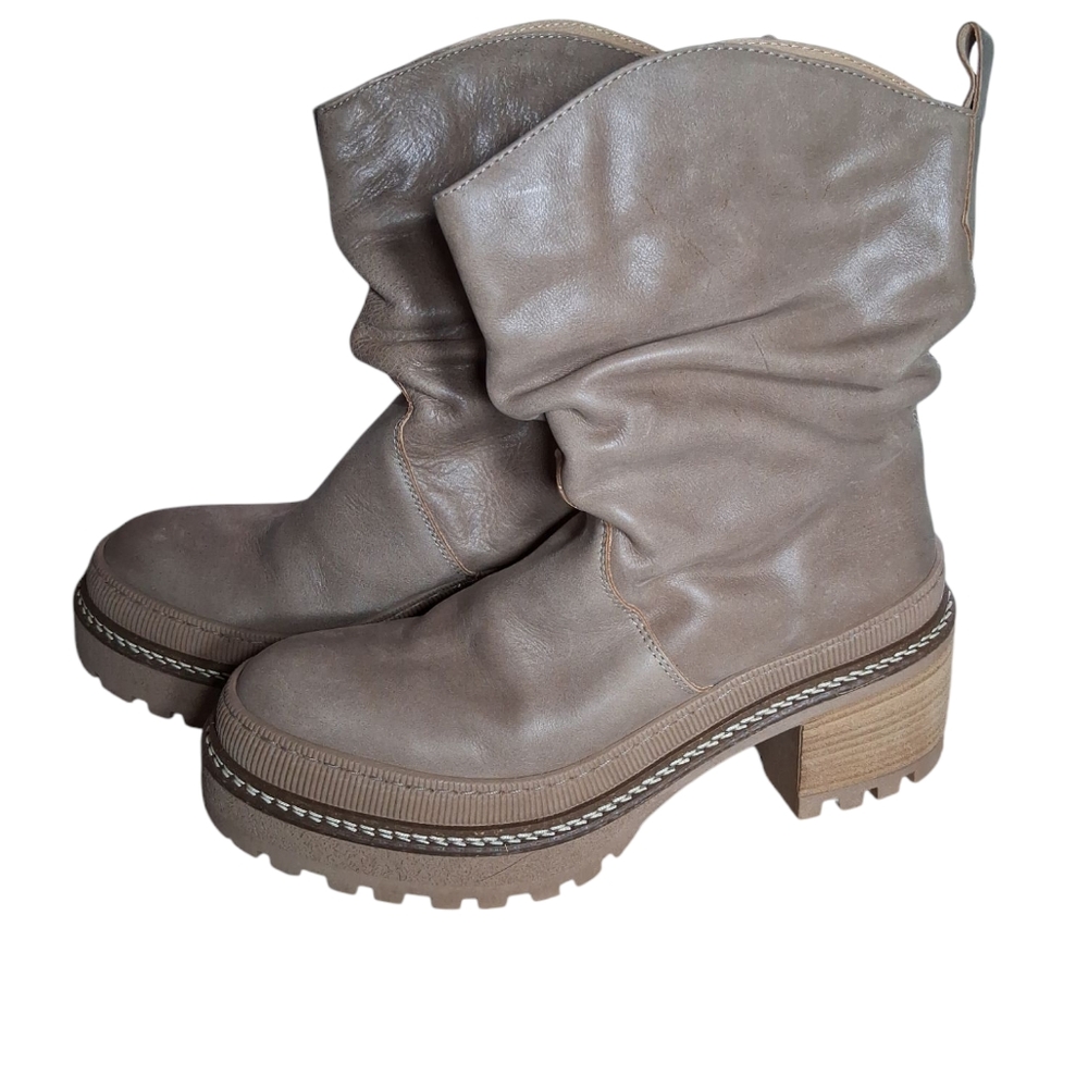 Free People Mel Slouch Boot Hazelnut Leather Size 8 New With Box Boho - Picture 3 of 11